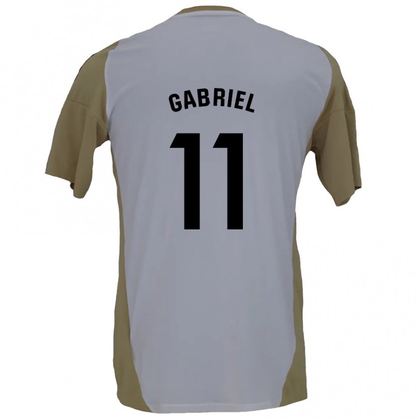 Kandiny Gyermek Sergio Gabriel #11 Barna Fehér Idegenbeli Jersey 2024/25 Mez Póló Ing