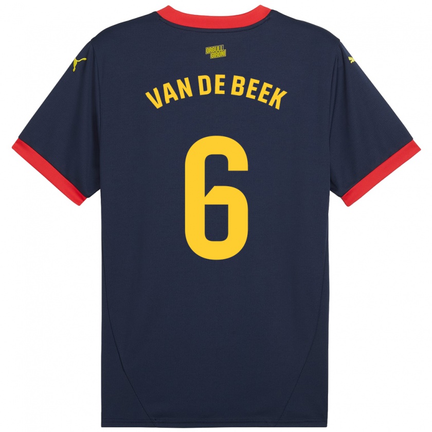 Kandiny Gyermek Donny Van De Beek #6 Sötétvörös Idegenbeli Jersey 2024/25 Mez Póló Ing