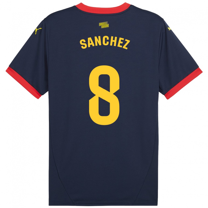 Kandiny Gyermek Miguel Ángel Sánchez #8 Sötétvörös Idegenbeli Jersey 2024/25 Mez Póló Ing