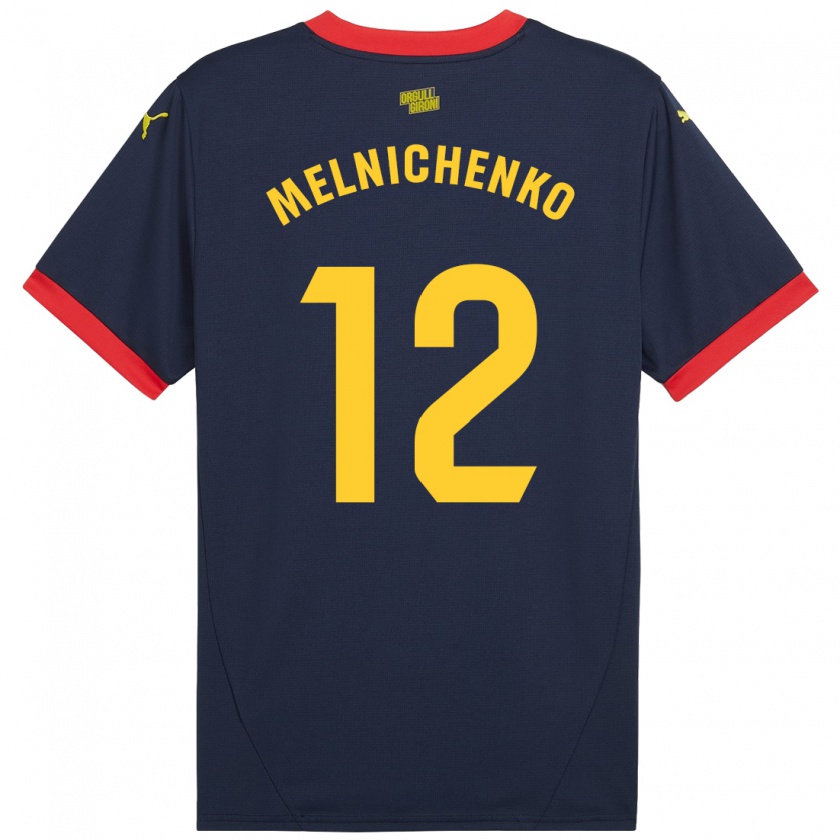 Kandiny Gyermek Dmytro Melnichenko #12 Sötétvörös Idegenbeli Jersey 2024/25 Mez Póló Ing