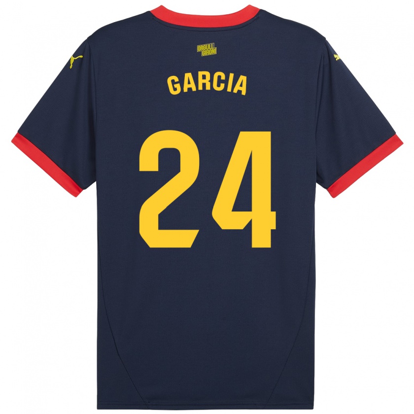 Kandiny Gyermek Borja García #24 Sötétvörös Idegenbeli Jersey 2024/25 Mez Póló Ing