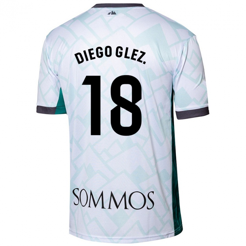 Kandiny Gyermek Diego González #18 Fehér Zöld Idegenbeli Jersey 2024/25 Mez Póló Ing