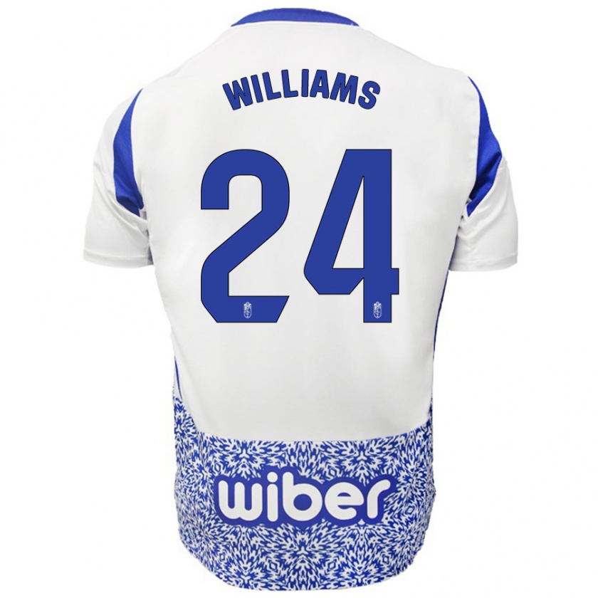 Kandiny Gyermek Loïc Williams #24 Fehér Kék Idegenbeli Jersey 2024/25 Mez Póló Ing