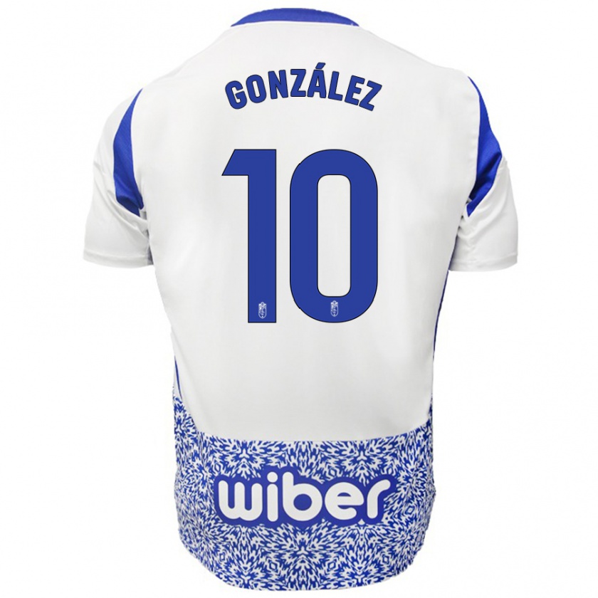 Kandiny Gyermek Mario González #10 Fehér Kék Idegenbeli Jersey 2024/25 Mez Póló Ing