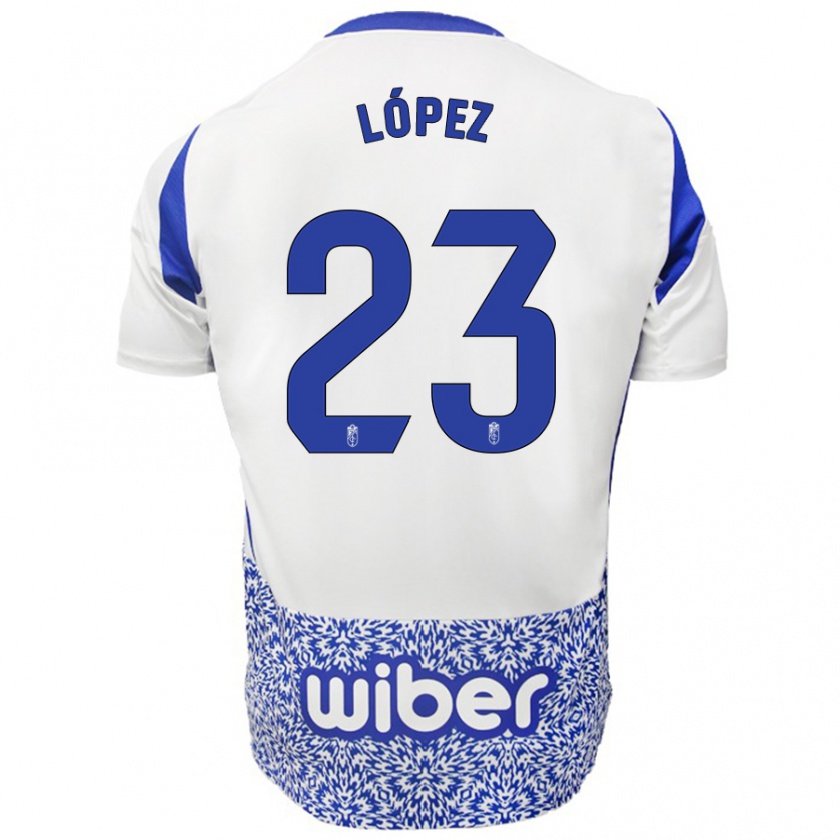 Kandiny Gyermek Diego López #23 Fehér Kék Idegenbeli Jersey 2024/25 Mez Póló Ing