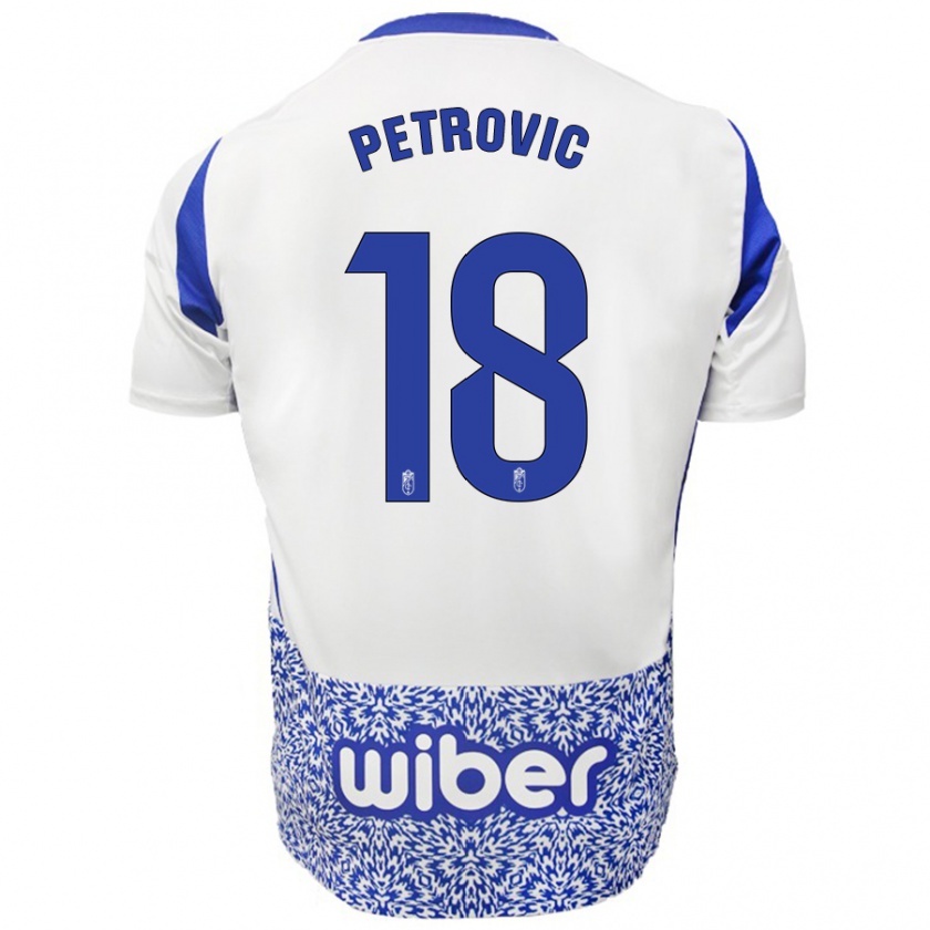 Kandiny Gyermek Njegos Petrovic #18 Fehér Kék Idegenbeli Jersey 2024/25 Mez Póló Ing