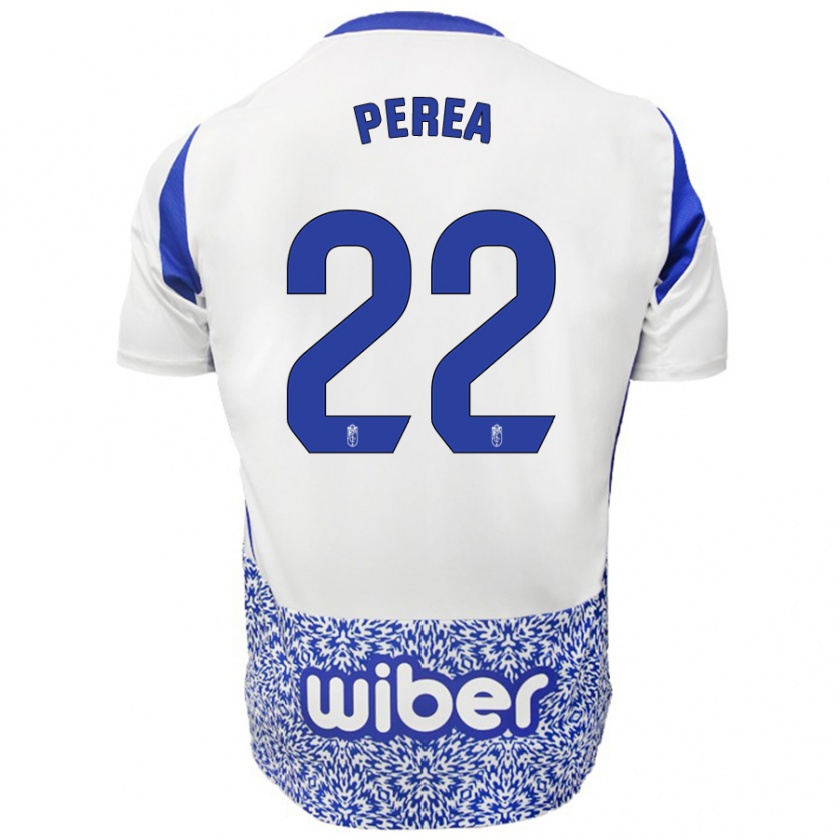 Kandiny Gyermek Alberto Perea #22 Fehér Kék Idegenbeli Jersey 2024/25 Mez Póló Ing