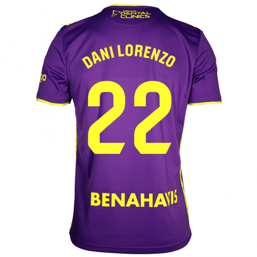 Kandiny Gyermek Dani Lorenzo #22 Lila Sárga Idegenbeli Jersey 2024/25 Mez Póló Ing