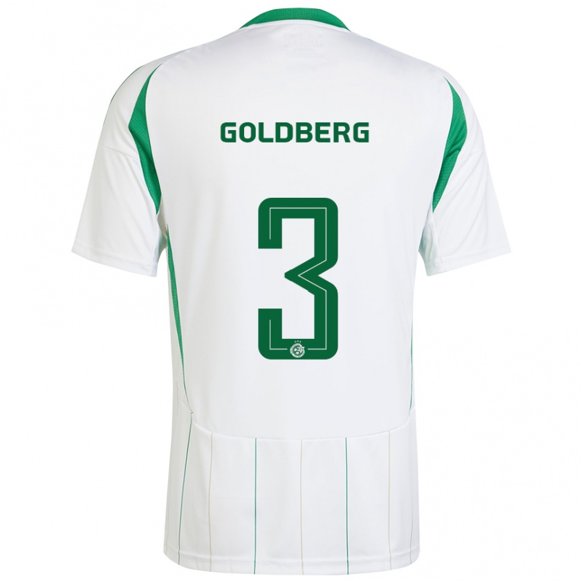 Kandiny Gyermek Shon Goldberg #3 Fehér Zöld Idegenbeli Jersey 2024/25 Mez Póló Ing