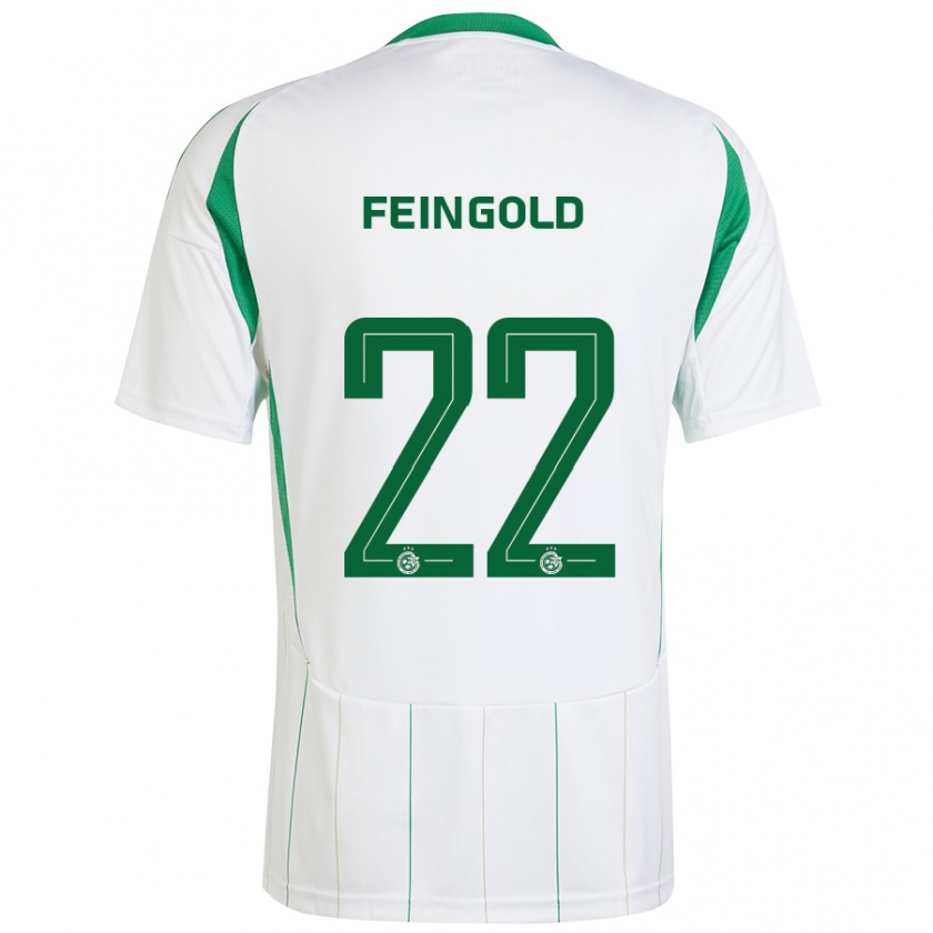 Kandiny Gyermek Ilay Feingold #22 Fehér Zöld Idegenbeli Jersey 2024/25 Mez Póló Ing