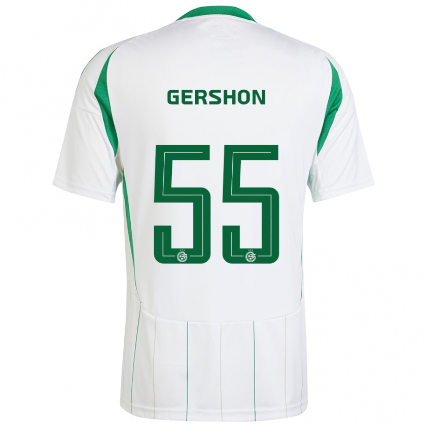 Kandiny Gyermek Rami Gershon #55 Fehér Zöld Idegenbeli Jersey 2024/25 Mez Póló Ing