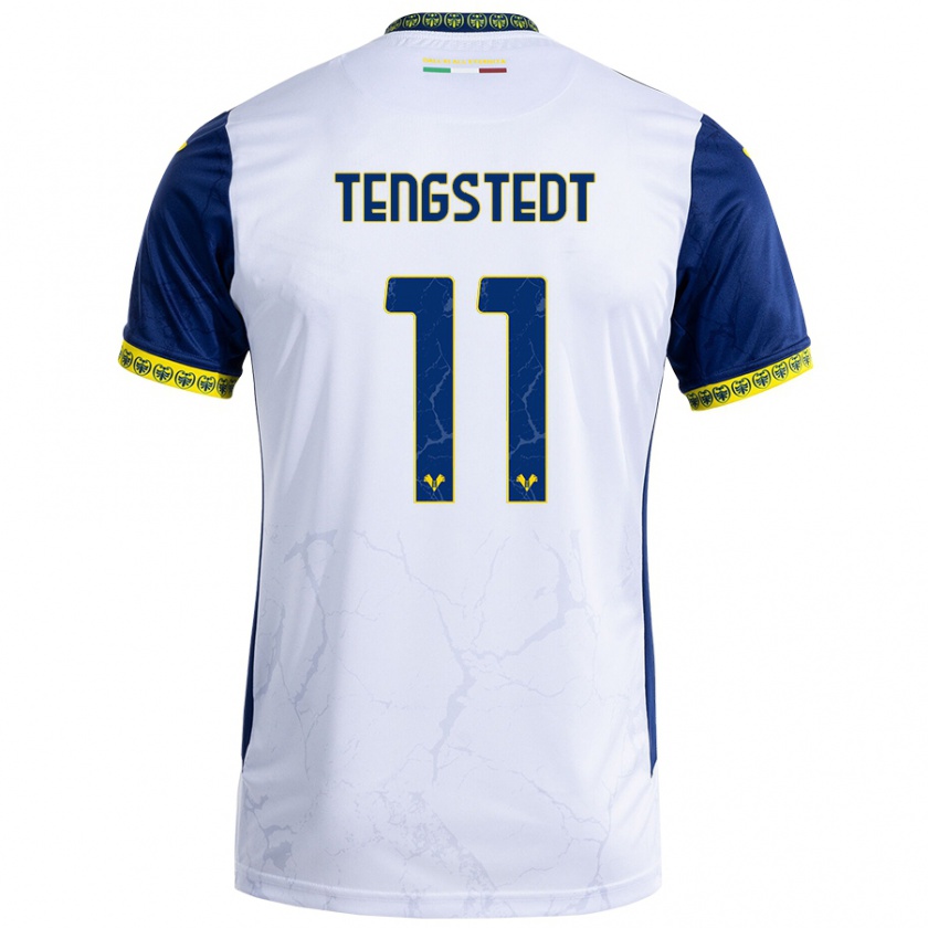 Kandiny Gyermek Casper Tengstedt #11 Fehér Kék Idegenbeli Jersey 2024/25 Mez Póló Ing