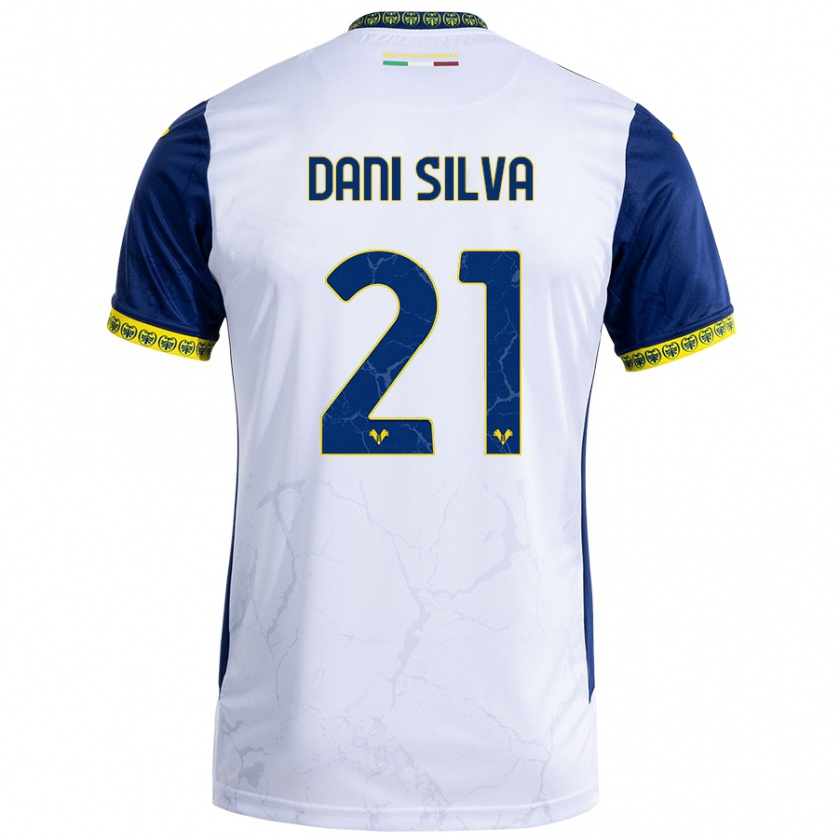 Kandiny Gyermek Dani Silva #21 Fehér Kék Idegenbeli Jersey 2024/25 Mez Póló Ing