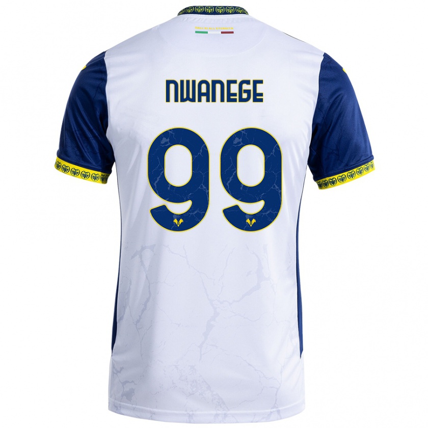 Kandiny Gyermek Karlson Nwanege #99 Fehér Kék Idegenbeli Jersey 2024/25 Mez Póló Ing