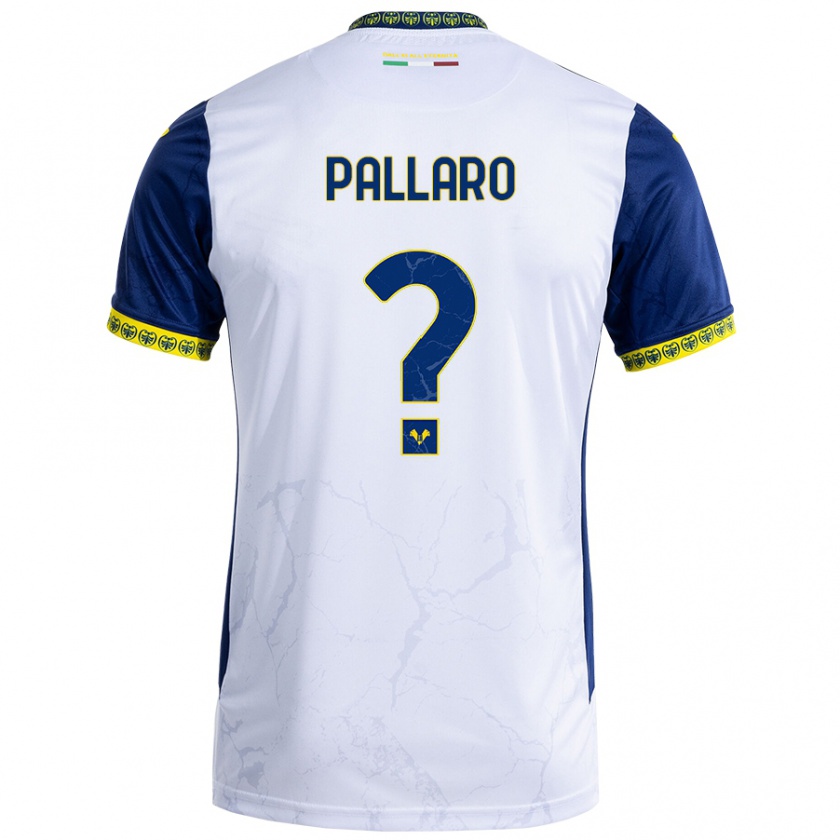 Kandiny Gyermek Alessandro Pallaro #0 Fehér Kék Idegenbeli Jersey 2024/25 Mez Póló Ing