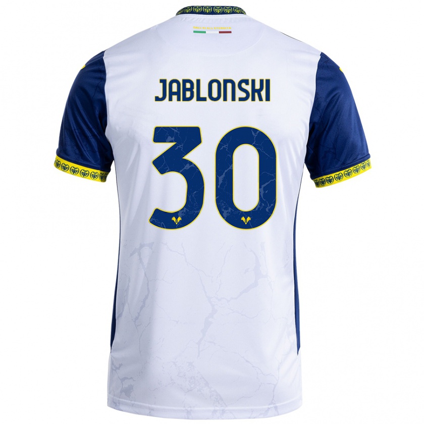 Kandiny Gyermek Darvin Jablonski #30 Fehér Kék Idegenbeli Jersey 2024/25 Mez Póló Ing