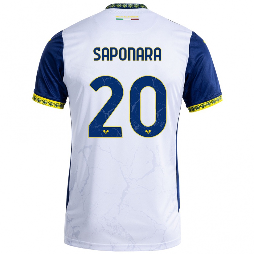 Kandiny Gyermek Riccardo Saponara #20 Fehér Kék Idegenbeli Jersey 2024/25 Mez Póló Ing