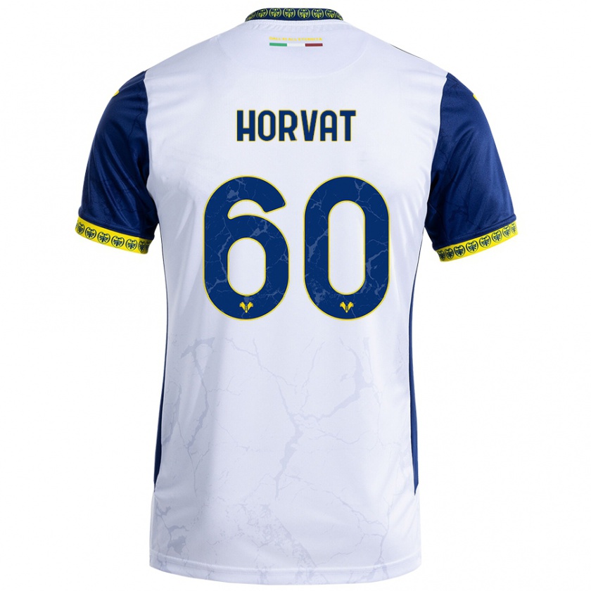 Kandiny Gyermek Mihaela Horvat #60 Fehér Kék Idegenbeli Jersey 2024/25 Mez Póló Ing