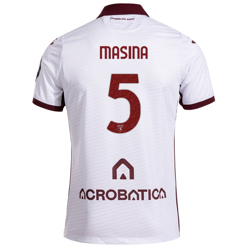 Kandiny Gyermek Adam Masina #5 Fehér Barna Idegenbeli Jersey 2024/25 Mez Póló Ing