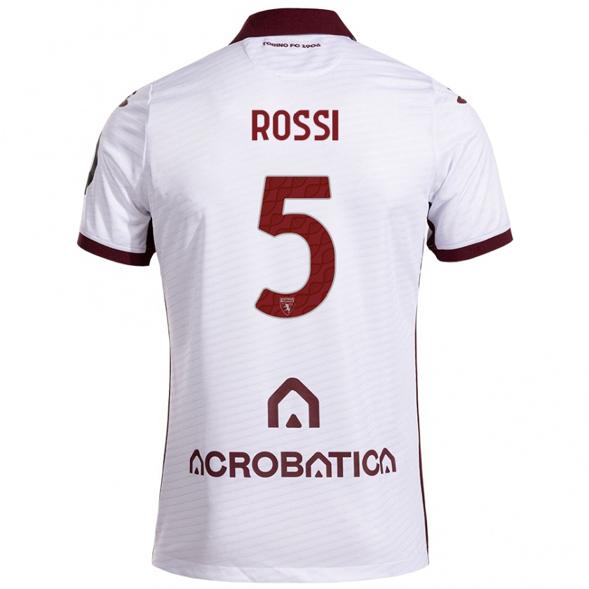 Kandiny Gyermek Simone Rossi #5 Fehér Barna Idegenbeli Jersey 2024/25 Mez Póló Ing