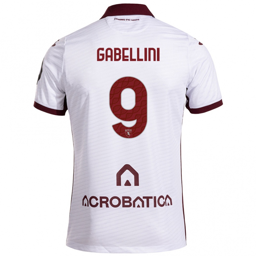 Kandiny Gyermek Tommaso Gabellini #9 Fehér Barna Idegenbeli Jersey 2024/25 Mez Póló Ing