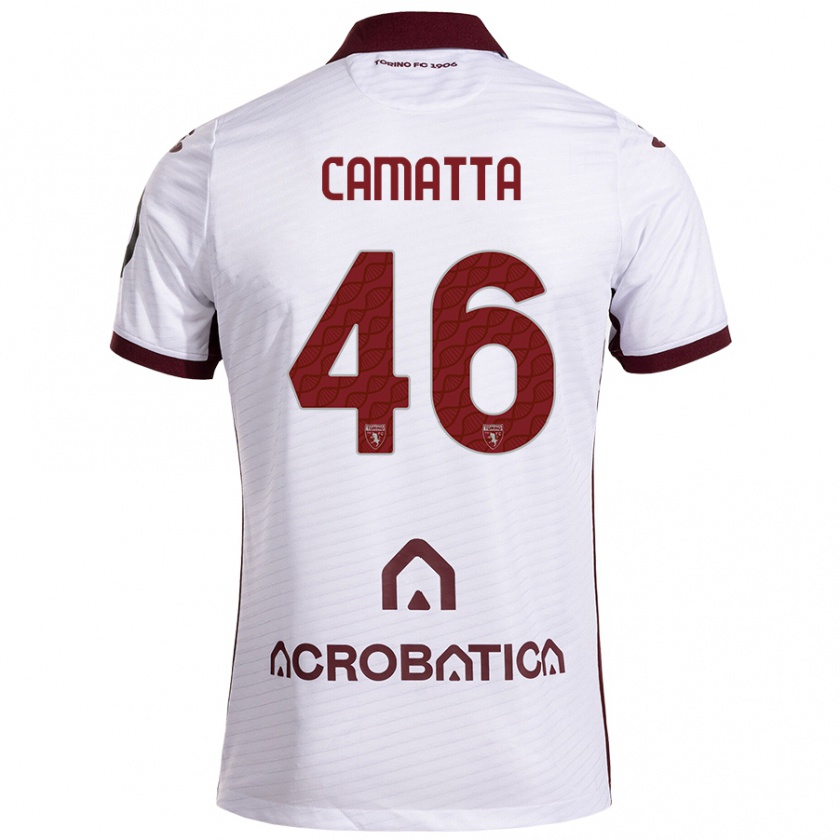 Kandiny Gyermek Alessandro Camatta #46 Fehér Barna Idegenbeli Jersey 2024/25 Mez Póló Ing