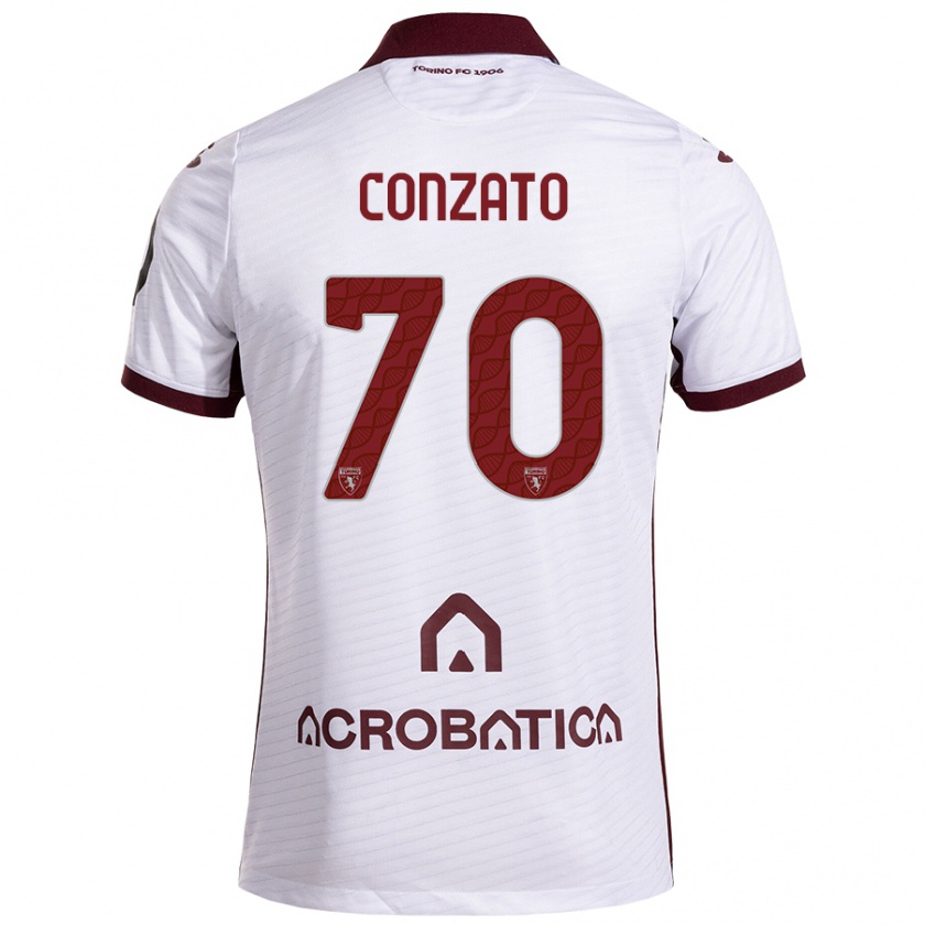 Kandiny Gyermek Filippo Conzato #70 Fehér Barna Idegenbeli Jersey 2024/25 Mez Póló Ing