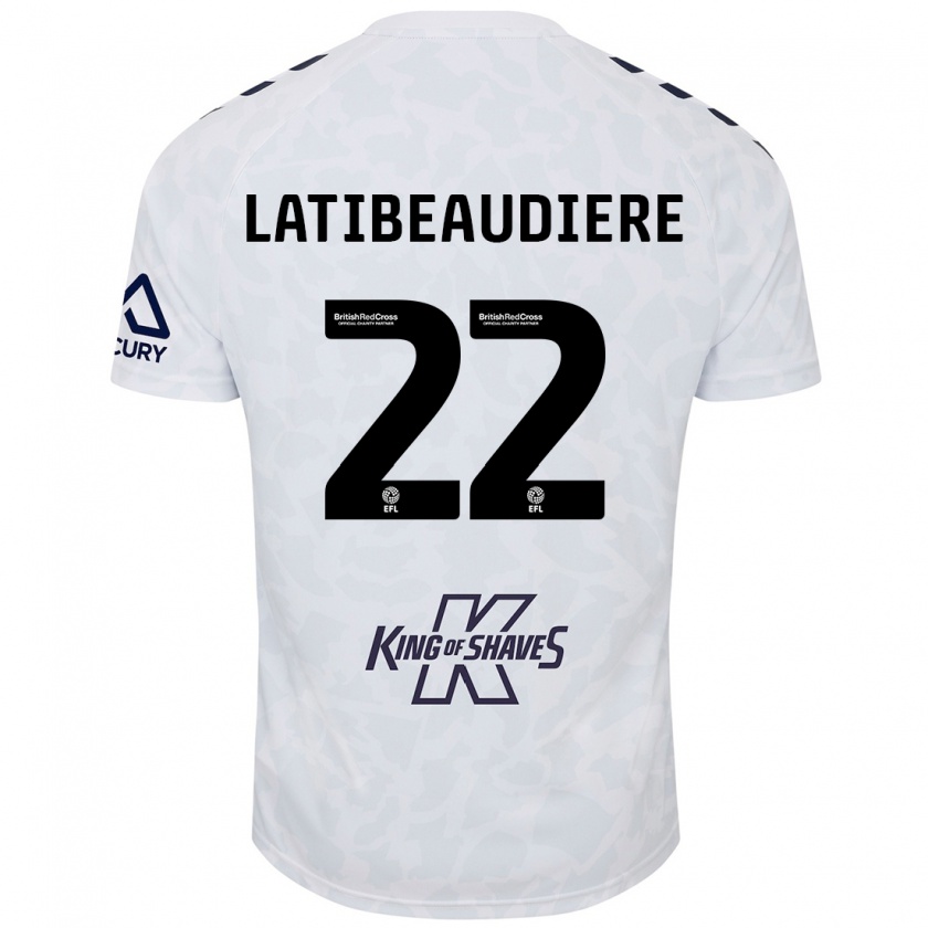 Kandiny Gyermek Joel Latibeaudiere #22 Fehér Idegenbeli Jersey 2024/25 Mez Póló Ing