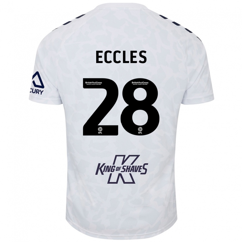 Kandiny Gyermek Josh Eccles #28 Fehér Idegenbeli Jersey 2024/25 Mez Póló Ing