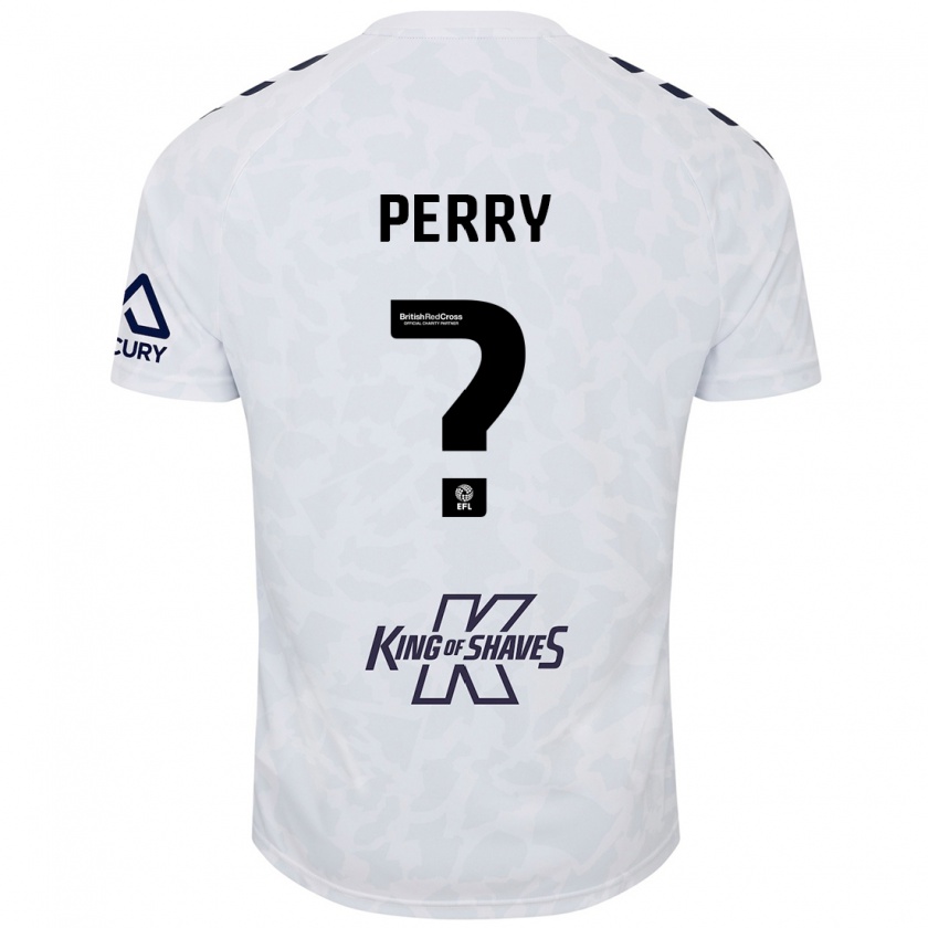 Kandiny Gyermek Callum Perry #0 Fehér Idegenbeli Jersey 2024/25 Mez Póló Ing