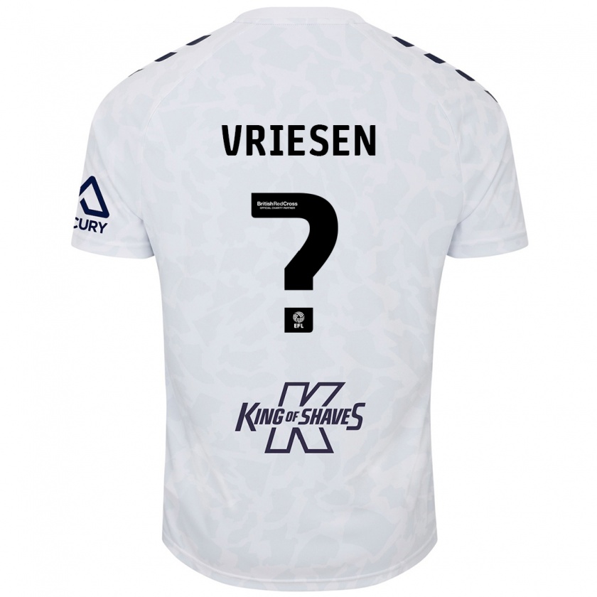 Kandiny Gyermek Fabian Vriesen #0 Fehér Idegenbeli Jersey 2024/25 Mez Póló Ing