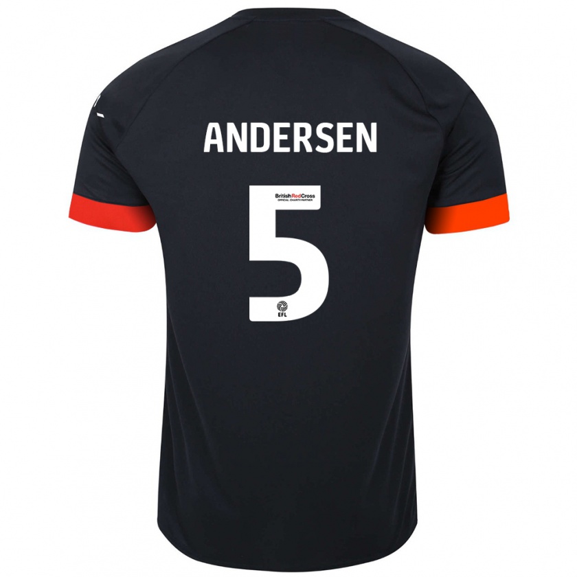 Kandiny Gyermek Mads Andersen #5 Fekete Narancs Idegenbeli Jersey 2024/25 Mez Póló Ing