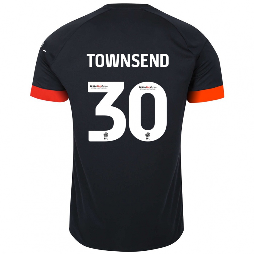 Kandiny Gyermek Andros Townsend #30 Fekete Narancs Idegenbeli Jersey 2024/25 Mez Póló Ing