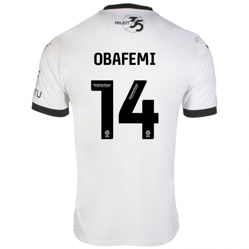 Kandiny Gyermek Michael Obafemi #14 Fehér Fekete Idegenbeli Jersey 2024/25 Mez Póló Ing