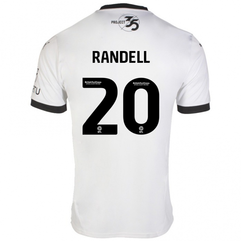 Kandiny Gyermek Adam Randell #20 Fehér Fekete Idegenbeli Jersey 2024/25 Mez Póló Ing