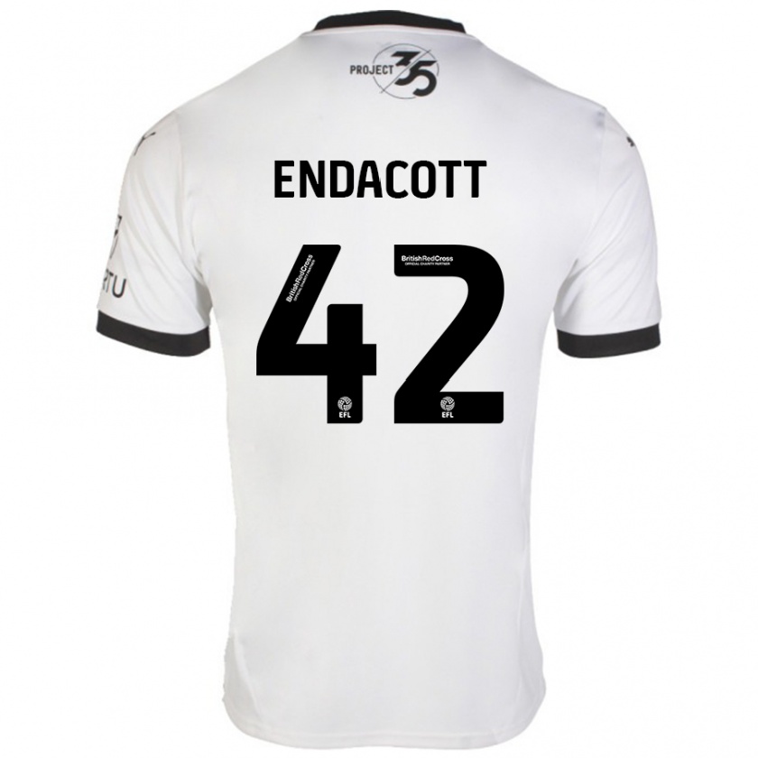 Kandiny Gyermek Jack Endacott #42 Fehér Fekete Idegenbeli Jersey 2024/25 Mez Póló Ing