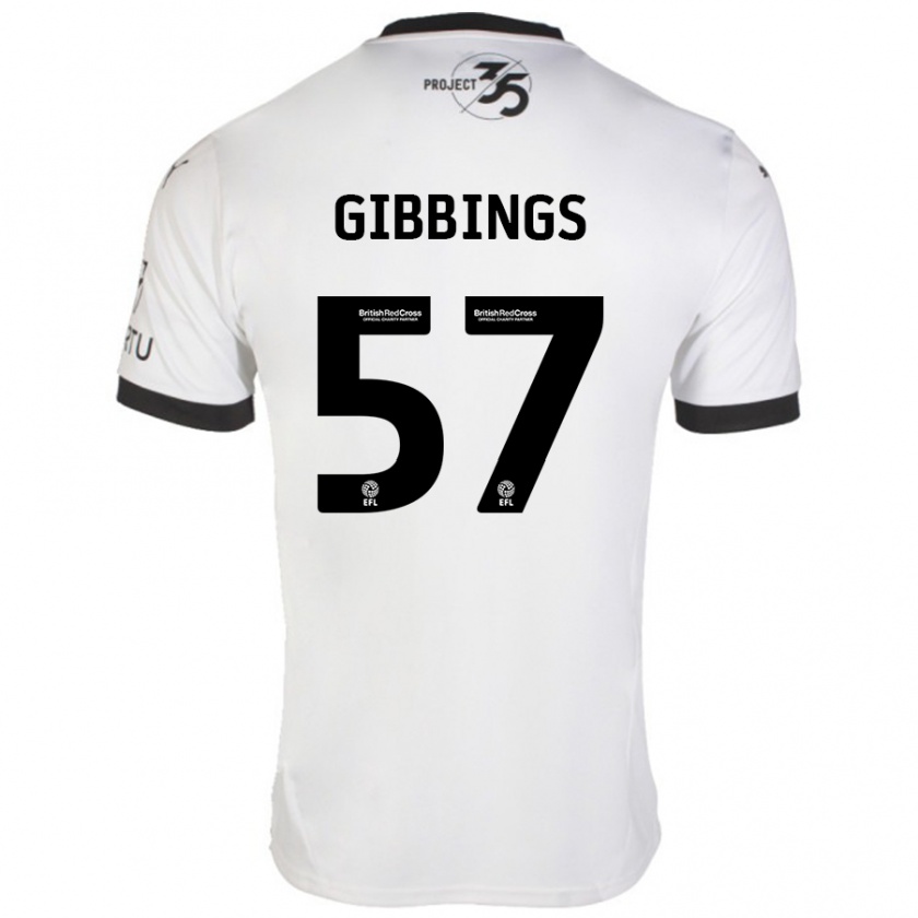 Kandiny Gyermek Cole Gibbings #57 Fehér Fekete Idegenbeli Jersey 2024/25 Mez Póló Ing