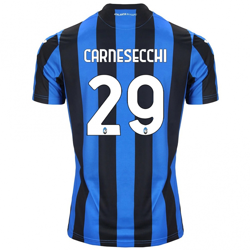 Kandiny Férfi Marco Carnesecchi #29 Kék Fekete Hazai Jersey 2024/25 Mez Póló Ing