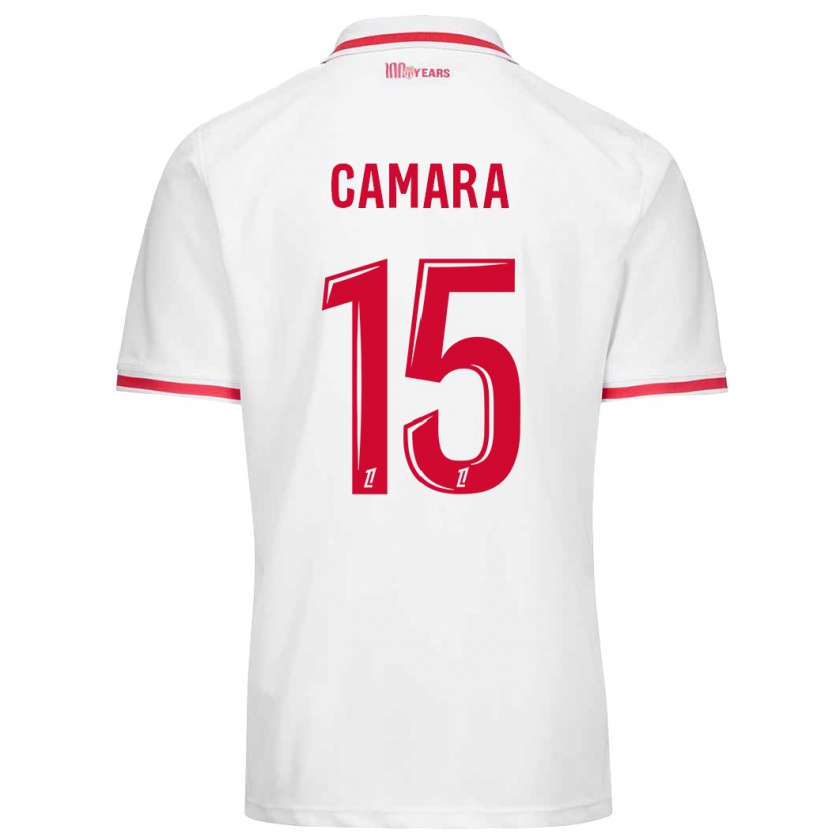 Kandiny Férfi Lamine Camara #15 Fehér Piros Hazai Jersey 2024/25 Mez Póló Ing