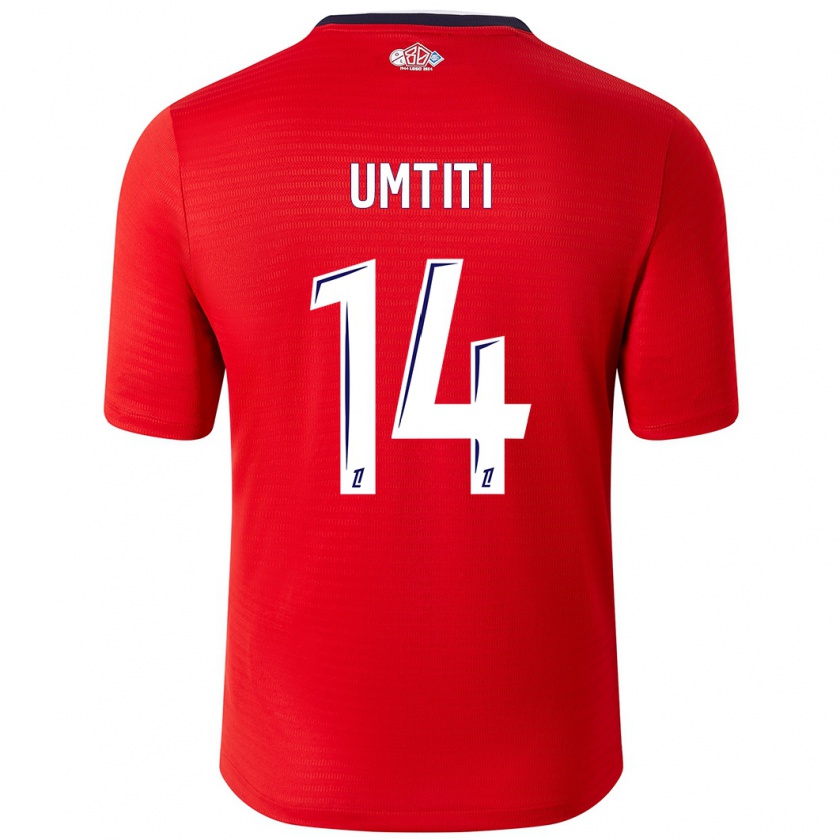 Kandiny Férfi Samuel Umtiti #14 Piros Fehér Hazai Jersey 2024/25 Mez Póló Ing