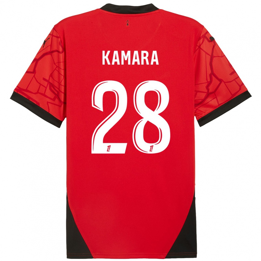 Kandiny Férfi Glen Kamara #28 Piros Fekete Hazai Jersey 2024/25 Mez Póló Ing