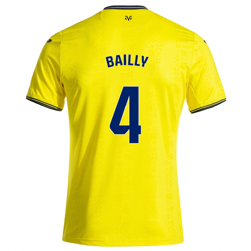 Kandiny Férfi Eric Bailly #4 Sárga Fekete Hazai Jersey 2024/25 Mez Póló Ing