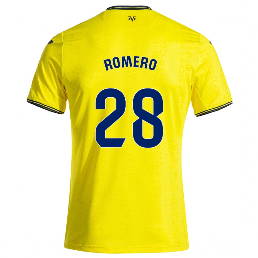 Kandiny Férfi María Romero #28 Sárga Fekete Hazai Jersey 2024/25 Mez Póló Ing