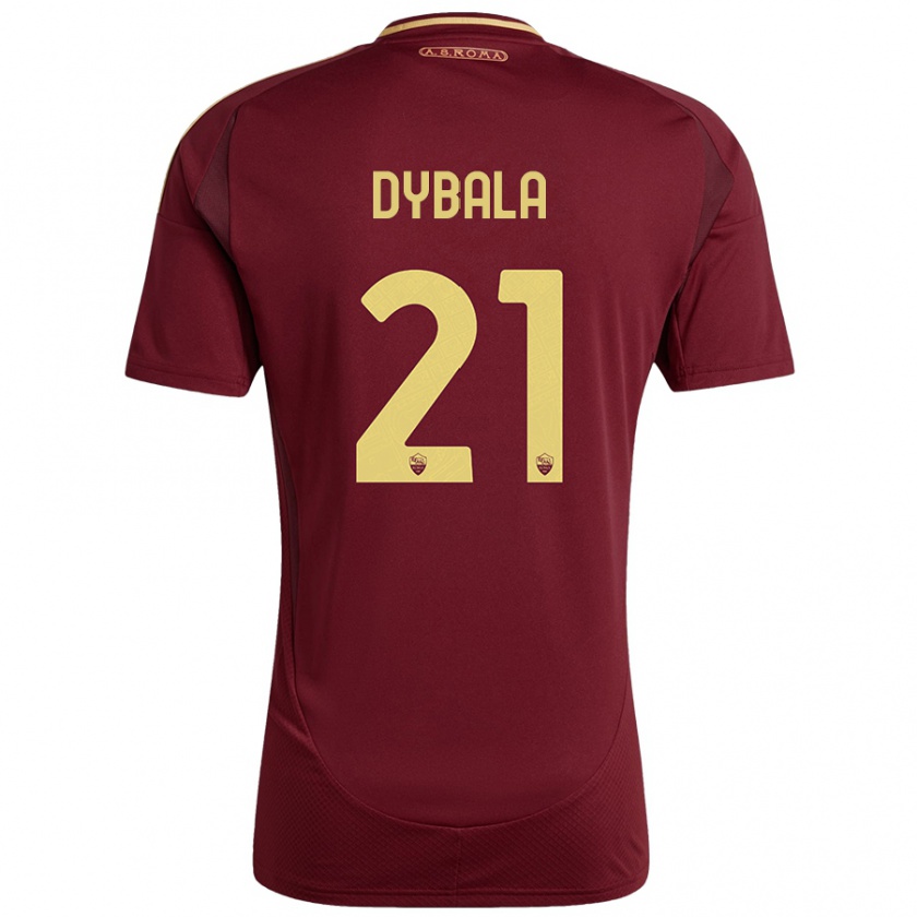 Kandiny Férfi Paulo Dybala #21 Vörös Barna Arany Hazai Jersey 2024/25 Mez Póló Ing