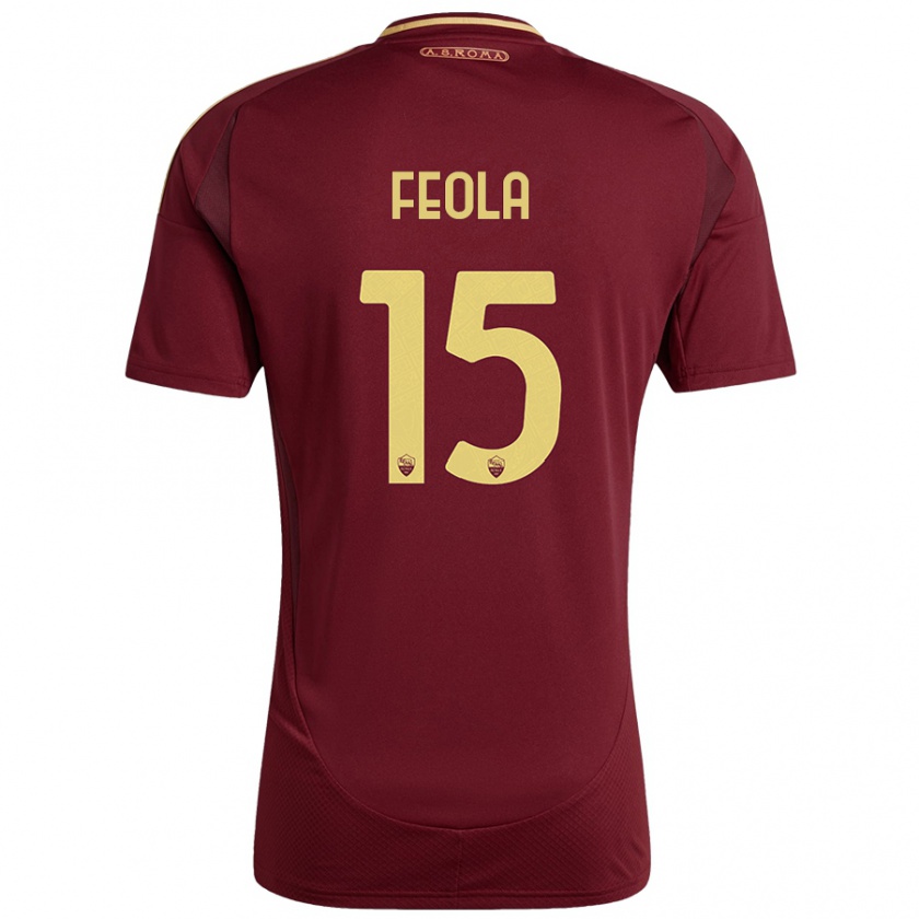 Kandiny Férfi William Feola #15 Vörös Barna Arany Hazai Jersey 2024/25 Mez Póló Ing