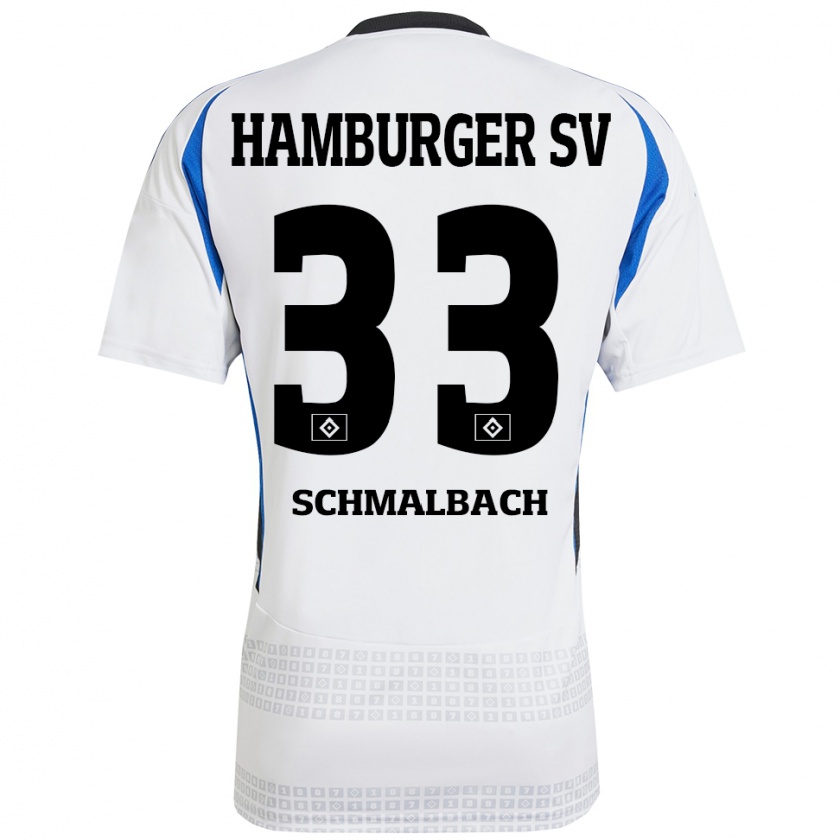 Kandiny Férfi Sebastian Schmalbach #33 Fehér Kék Hazai Jersey 2024/25 Mez Póló Ing