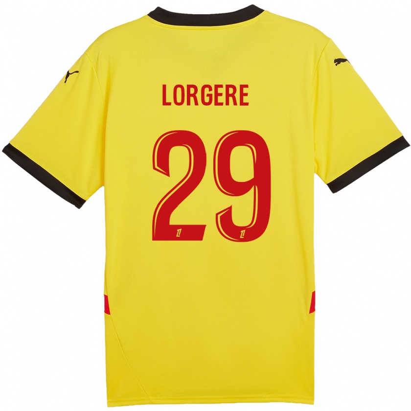 Kandiny Férfi Charlotte Lorgeré #29 Sárga Piros Hazai Jersey 2024/25 Mez Póló Ing