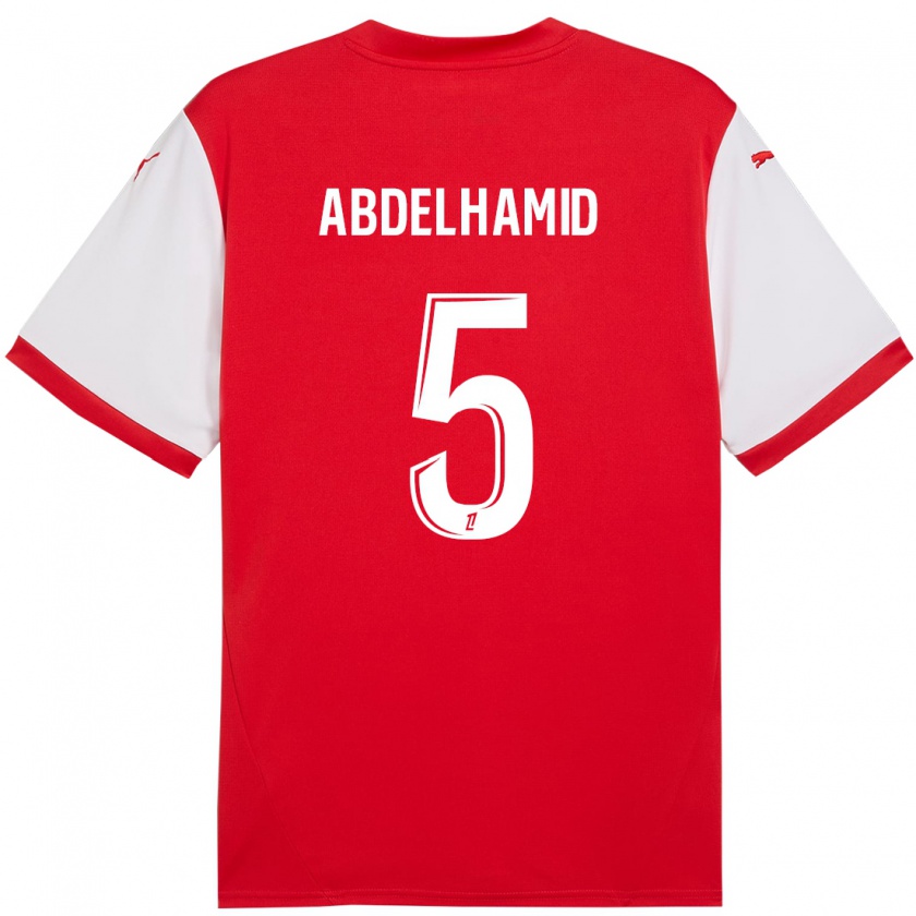 Kandiny Férfi Yunis Abdelhamid #5 Piros Fehér Hazai Jersey 2024/25 Mez Póló Ing