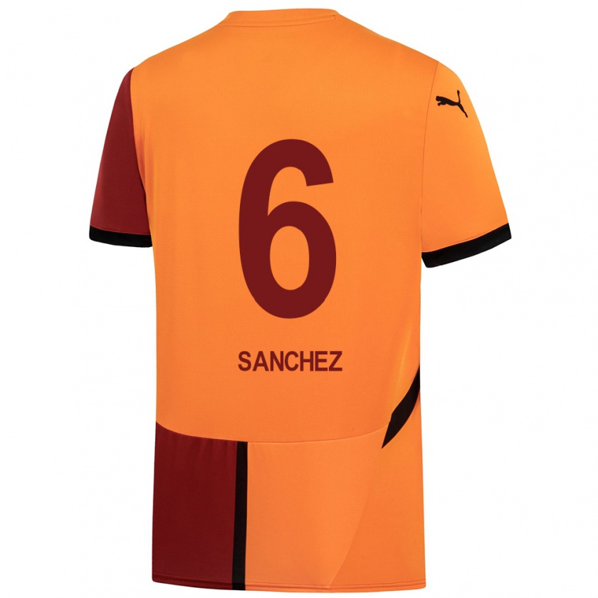 Kandiny Férfi Davinson Sánchez #6 Sárga Piros Hazai Jersey 2024/25 Mez Póló Ing