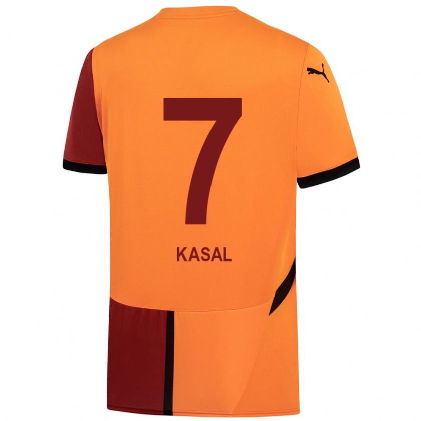 Kandiny Férfi Yasin Kasal #7 Sárga Piros Hazai Jersey 2024/25 Mez Póló Ing